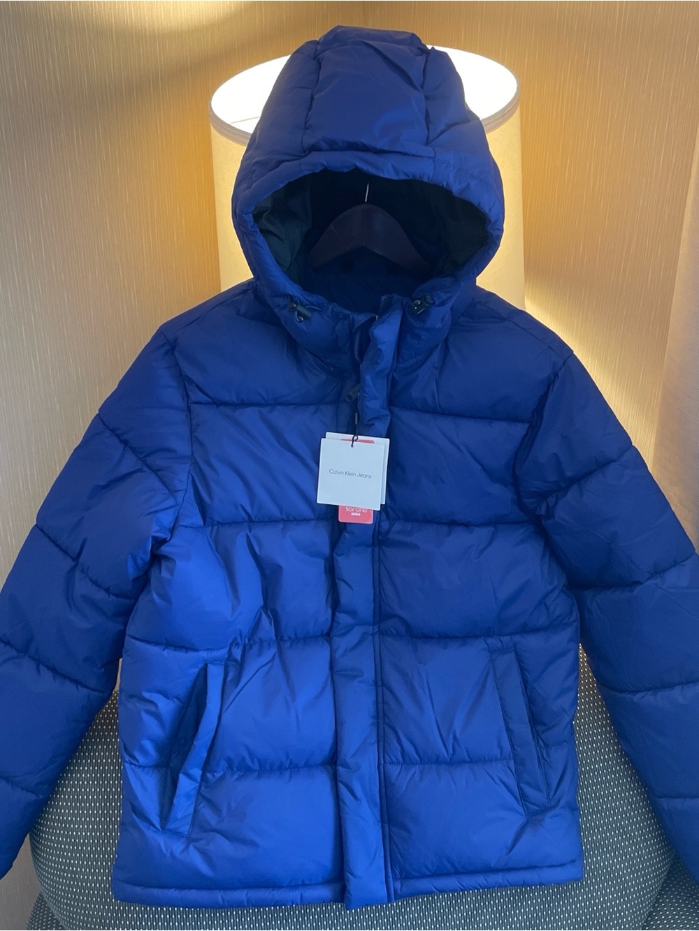Calvin Klein man  Royal Blue Hooded Puffer Coat